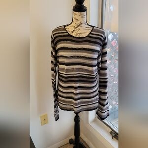 St. John's Bay Black and Gray Striped Sweater